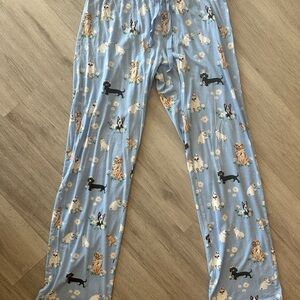 Blue Pajama Pants with Dog Print